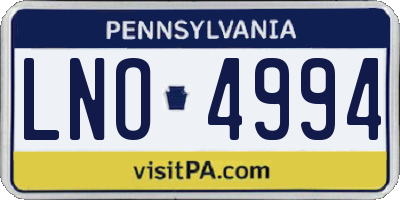 PA license plate LNO4994