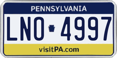 PA license plate LNO4997