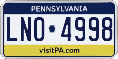PA license plate LNO4998