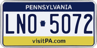 PA license plate LNO5072