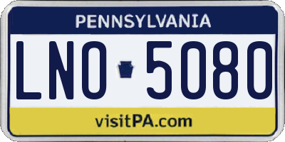 PA license plate LNO5080
