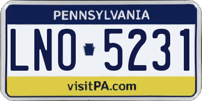 PA license plate LNO5231