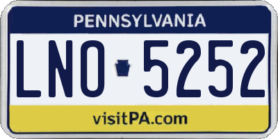 PA license plate LNO5252