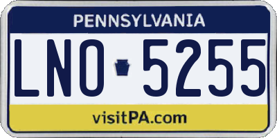 PA license plate LNO5255