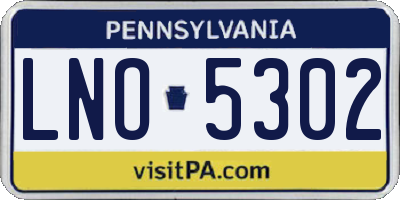 PA license plate LNO5302