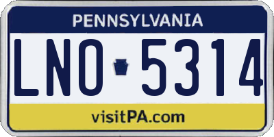 PA license plate LNO5314