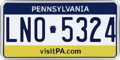 PA license plate LNO5324