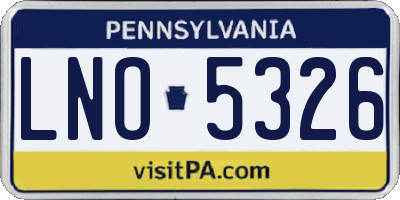 PA license plate LNO5326