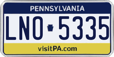 PA license plate LNO5335
