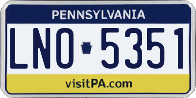 PA license plate LNO5351