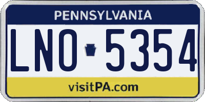 PA license plate LNO5354