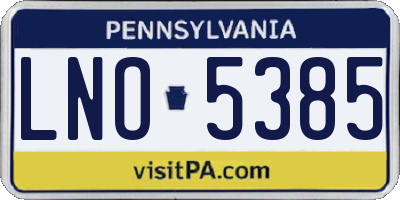 PA license plate LNO5385