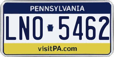 PA license plate LNO5462