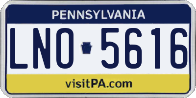 PA license plate LNO5616