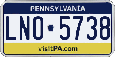 PA license plate LNO5738