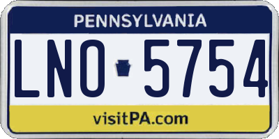 PA license plate LNO5754