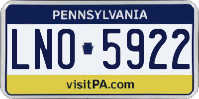 PA license plate LNO5922