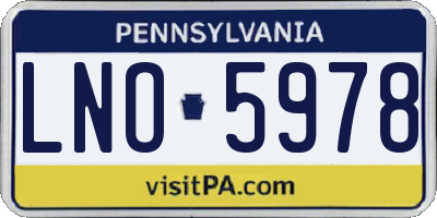 PA license plate LNO5978