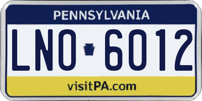 PA license plate LNO6012