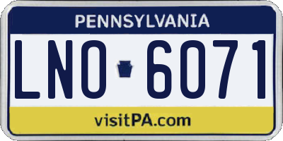 PA license plate LNO6071