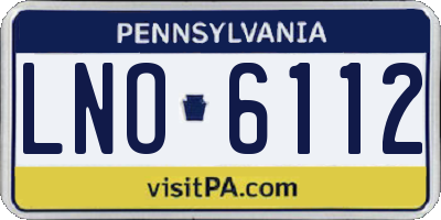 PA license plate LNO6112
