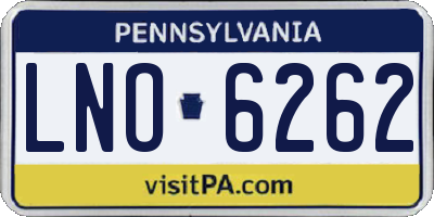 PA license plate LNO6262