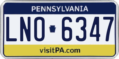 PA license plate LNO6347