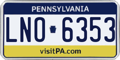 PA license plate LNO6353