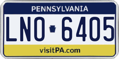 PA license plate LNO6405