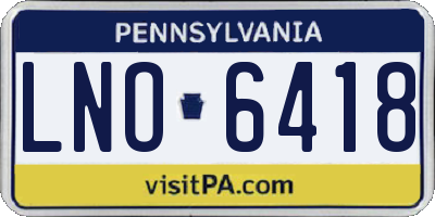 PA license plate LNO6418