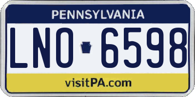 PA license plate LNO6598