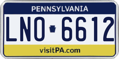 PA license plate LNO6612