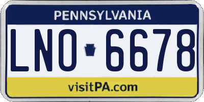 PA license plate LNO6678
