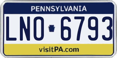 PA license plate LNO6793