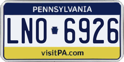PA license plate LNO6926