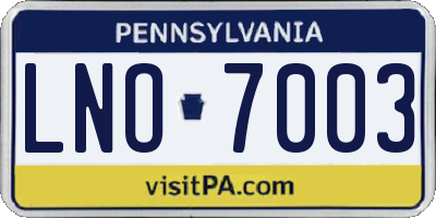 PA license plate LNO7003