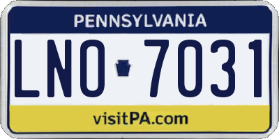 PA license plate LNO7031