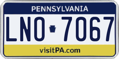 PA license plate LNO7067