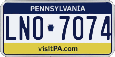 PA license plate LNO7074