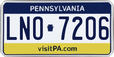 PA license plate LNO7206
