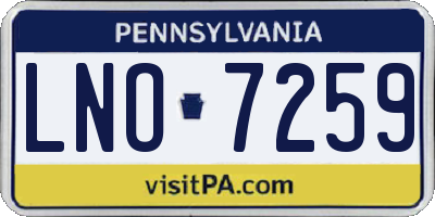 PA license plate LNO7259