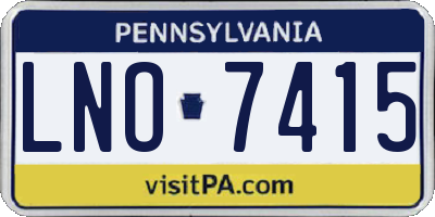 PA license plate LNO7415