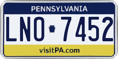 PA license plate LNO7452