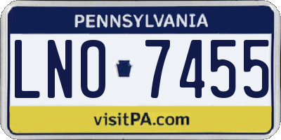 PA license plate LNO7455