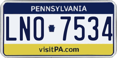 PA license plate LNO7534