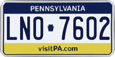 PA license plate LNO7602
