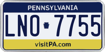 PA license plate LNO7755