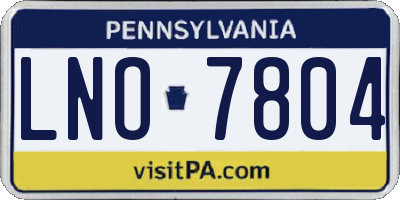 PA license plate LNO7804