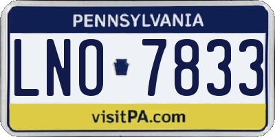 PA license plate LNO7833
