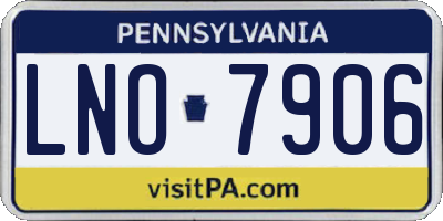 PA license plate LNO7906